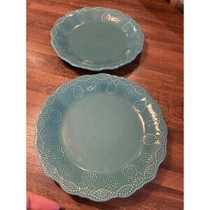 The Pioneer Woman Teal Paisley Ceramic Dinner Plates Set of 2 Dishwasher Safe